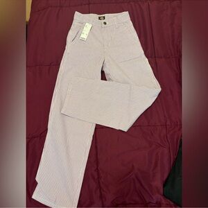 Dickies Lavender & White Pinstripe High-Waist Carpenter Pants